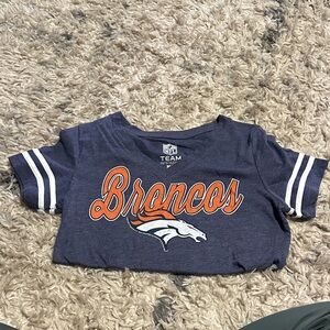 NFL Broncos womens Navy and Orange Short Sleeve Tee